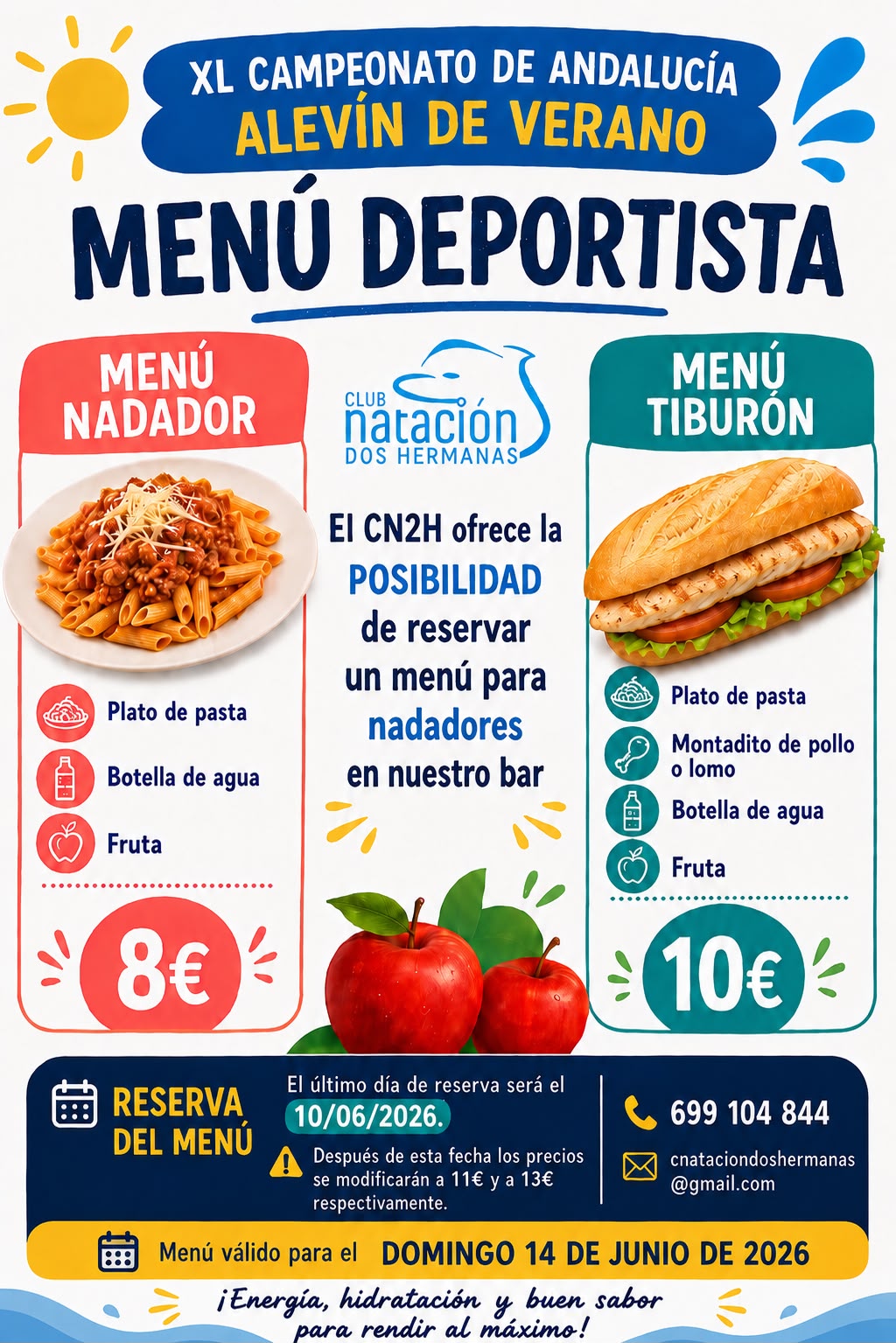 Menu Nadadores Alevin 2026